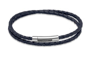 Navy Double Wrap Leather Bracelet B171NV